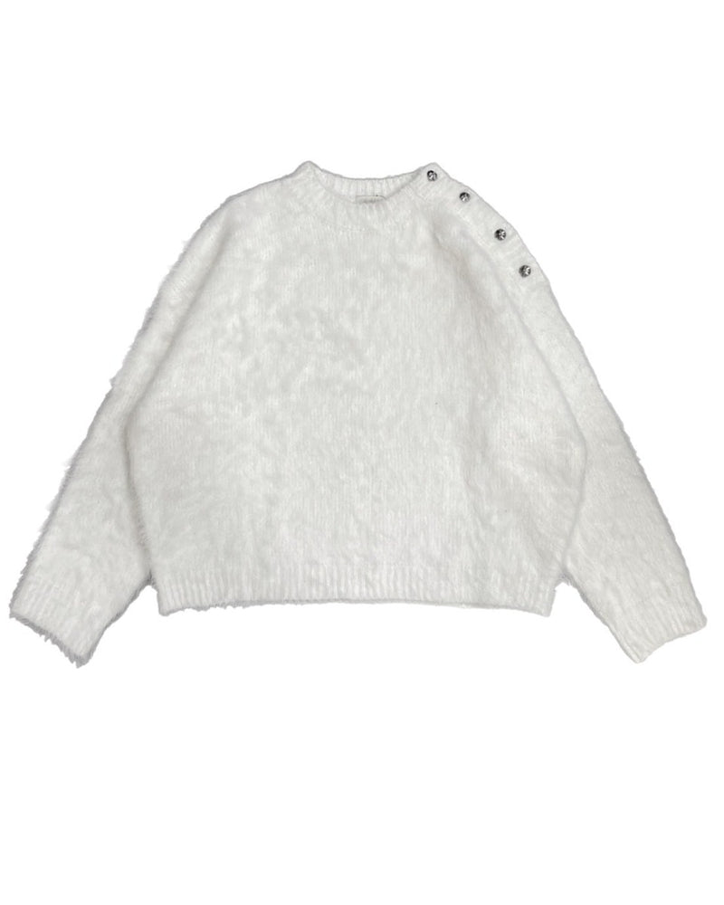 【Chikashitsu +】half off shoulder button knit (3color)