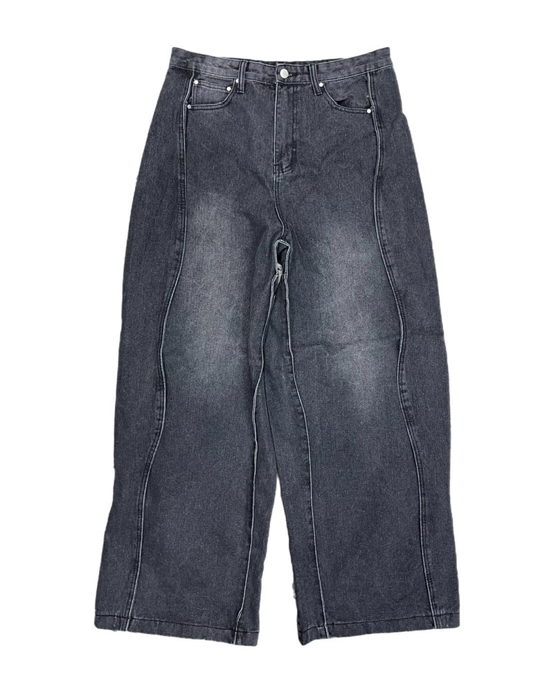 受注制【Chikashitsu +】wide curve denim pants