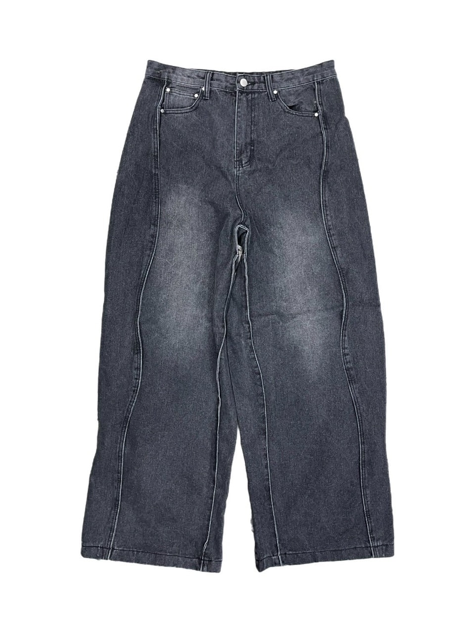 受注制【Chikashitsu +】wide curve denim pants