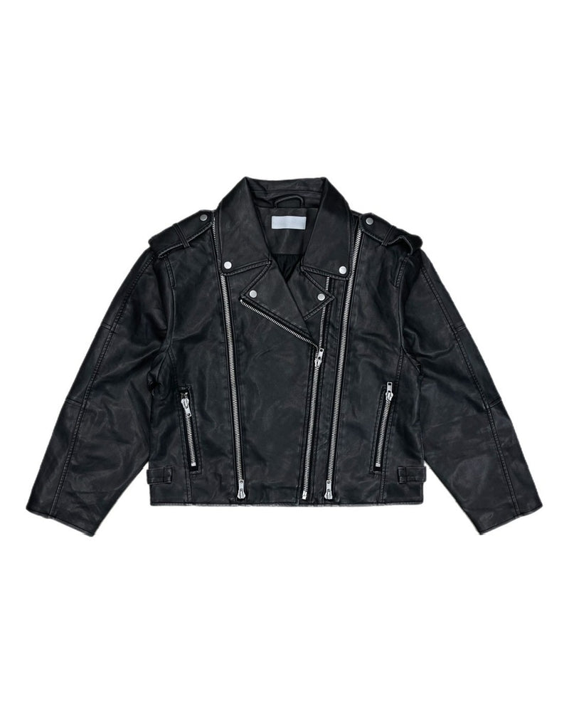 受注制【Chikashitsu +】aging wash cropped riders jacket