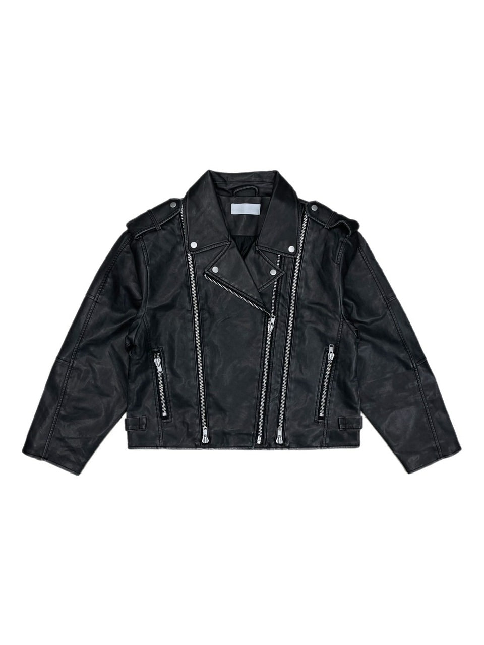 受注制【Chikashitsu +】aging wash cropped riders jacket