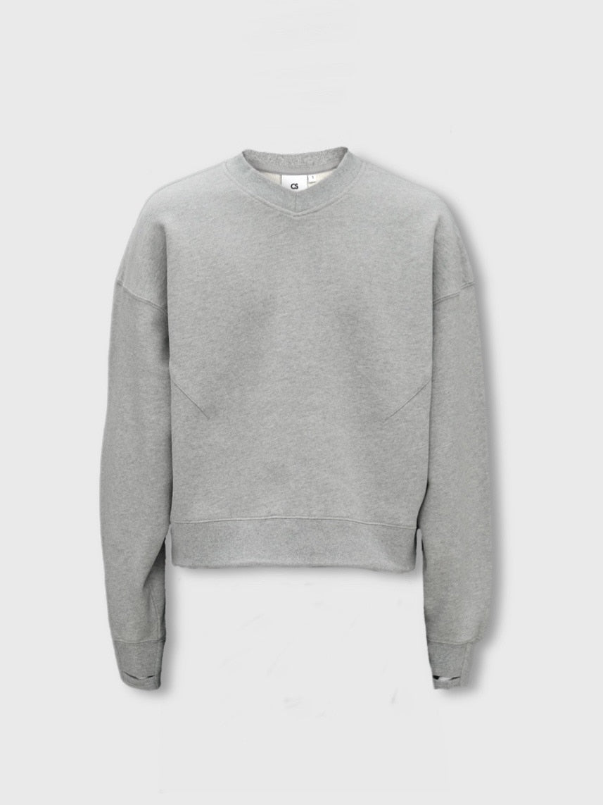【CS】cropped vneck sweat shirt (gray)