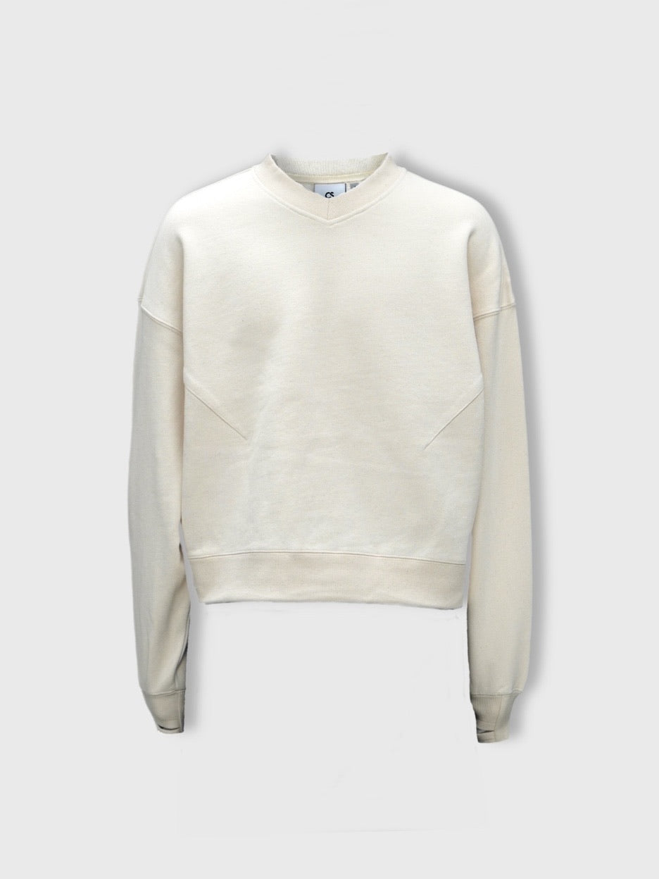 【CS】cropped vneck sweat shirt (ivory)
