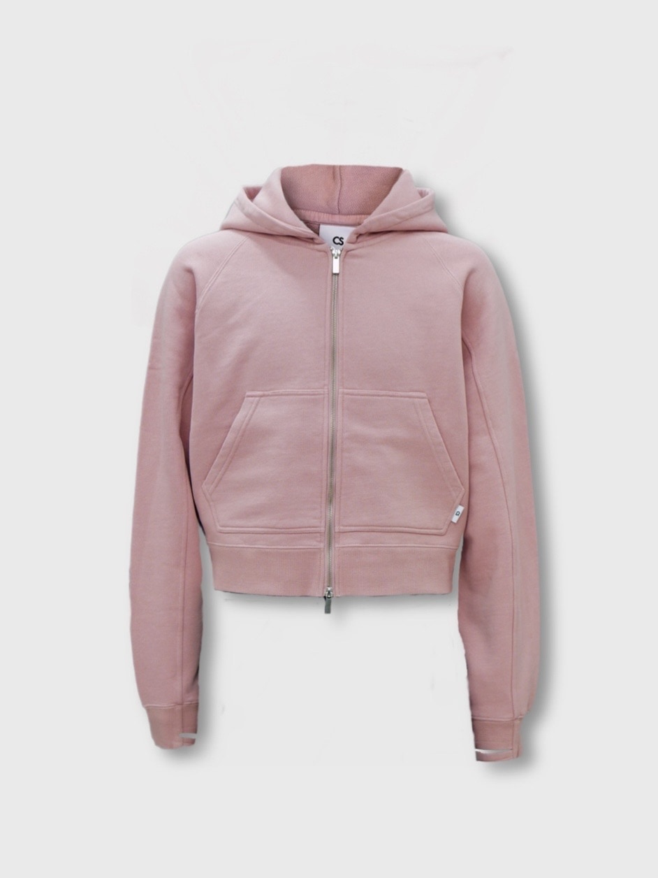 【CS】cropped double zip hoodie (pink)
