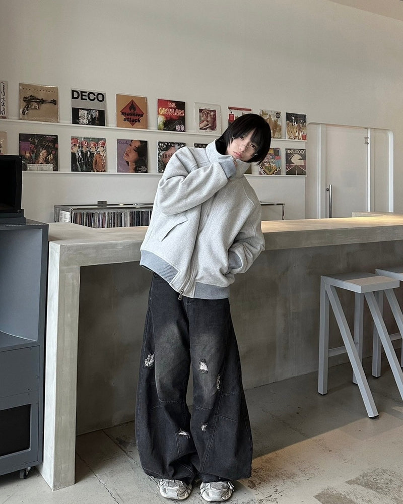 国際配送【LUV CODE】high neck zip up sweat jacket (2color)