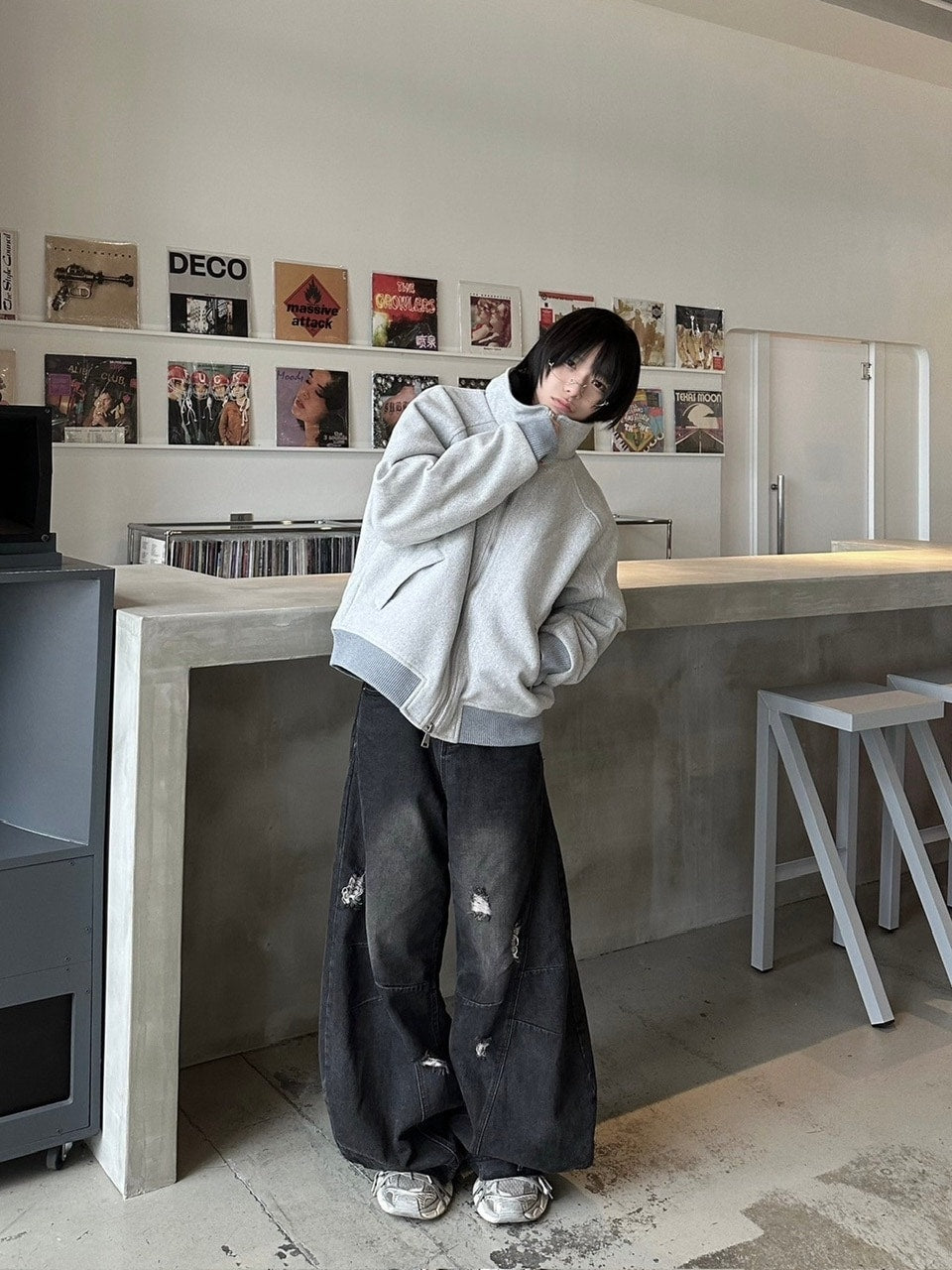 国際配送【LUV CODE】high neck zip up sweat jacket (2color)