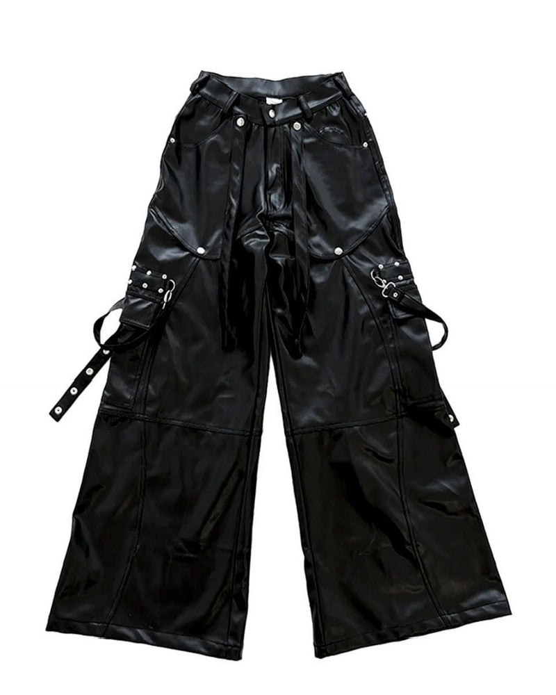 【haveyoudiedbefore?】Bondage, Leather Oversized Pants /【ハブユーダイドビフォー】ボンテージコーティングオーバーサイズワイドパンツ