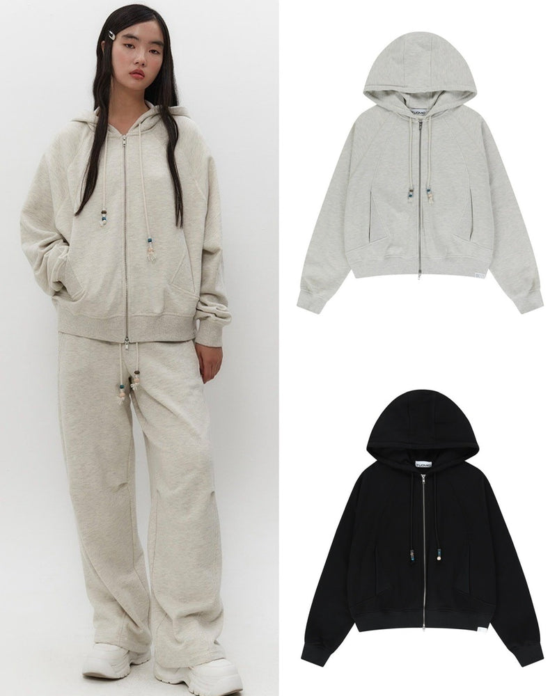 【TUOMIO】STRING CHARM HOOD ZIP-UP