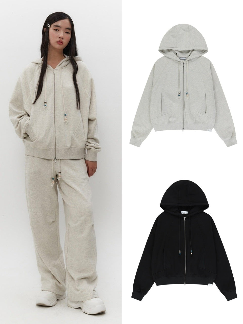 【TUOMIO】STRING CHARM HOOD ZIP-UP