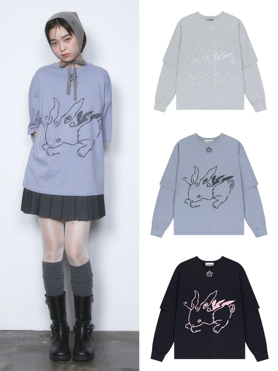 【TUOMIO】BUNNY LAYERED LONG SLEEVES