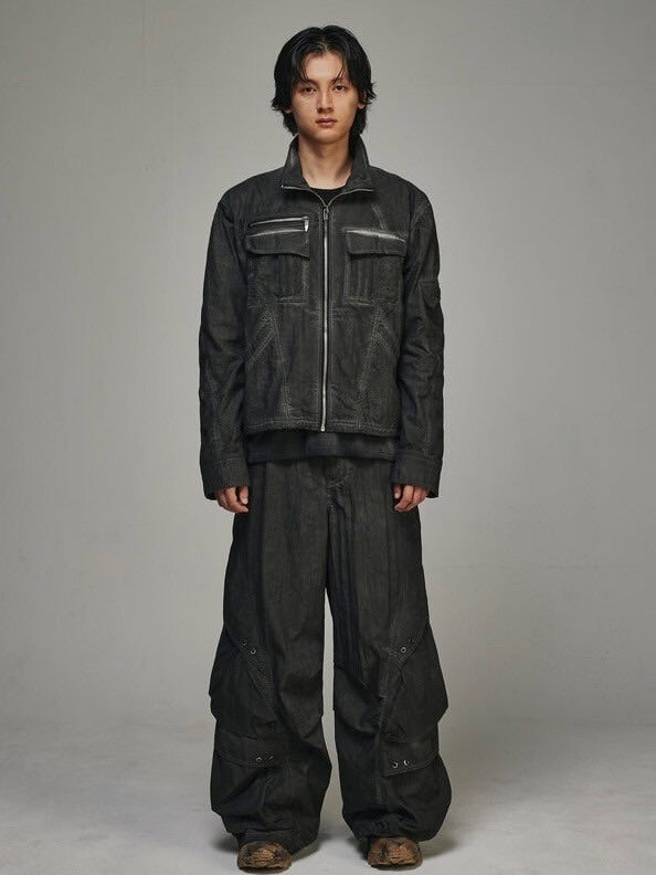 【BLR BLUER】DYED MULTI-POCKET NYLON WORK JACKET