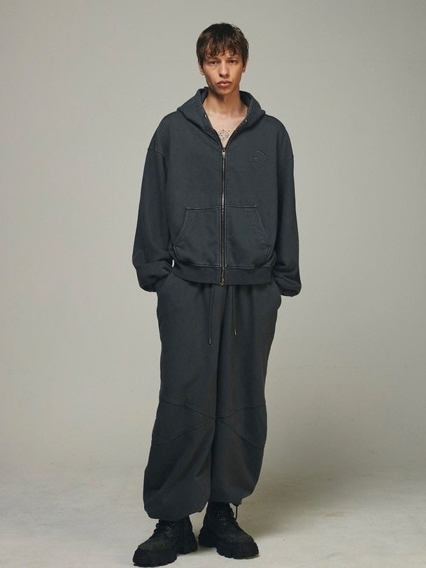 【BLR BLUER】Dyed Circle Logo Over-fit Armor Sweat Pants