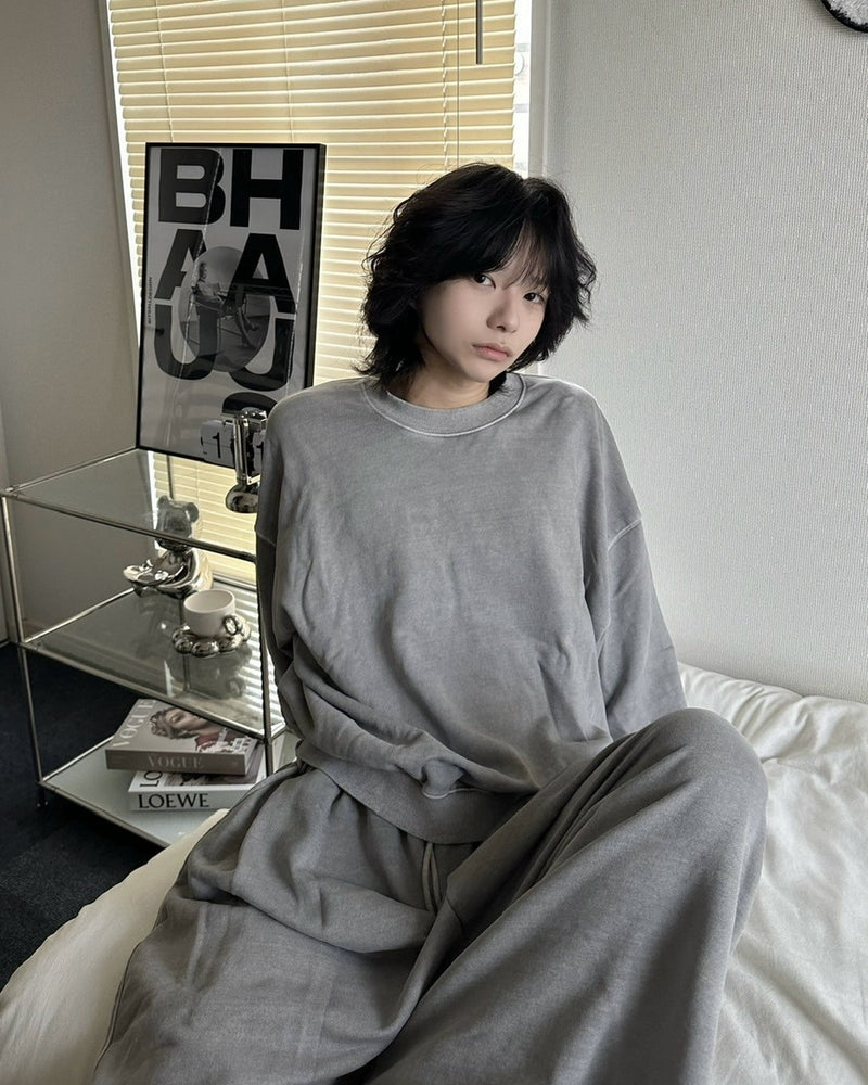 受注制【LUV CODE】pigment sweat shirt (2color)
