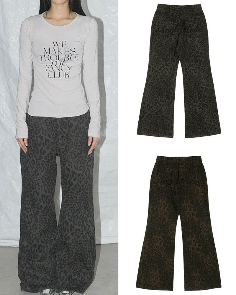 【FANCY CLUB】LEOPARD BOOTCUT PANTS