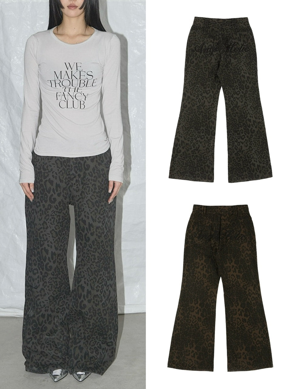 【FANCY CLUB】LEOPARD BOOTCUT PANTS