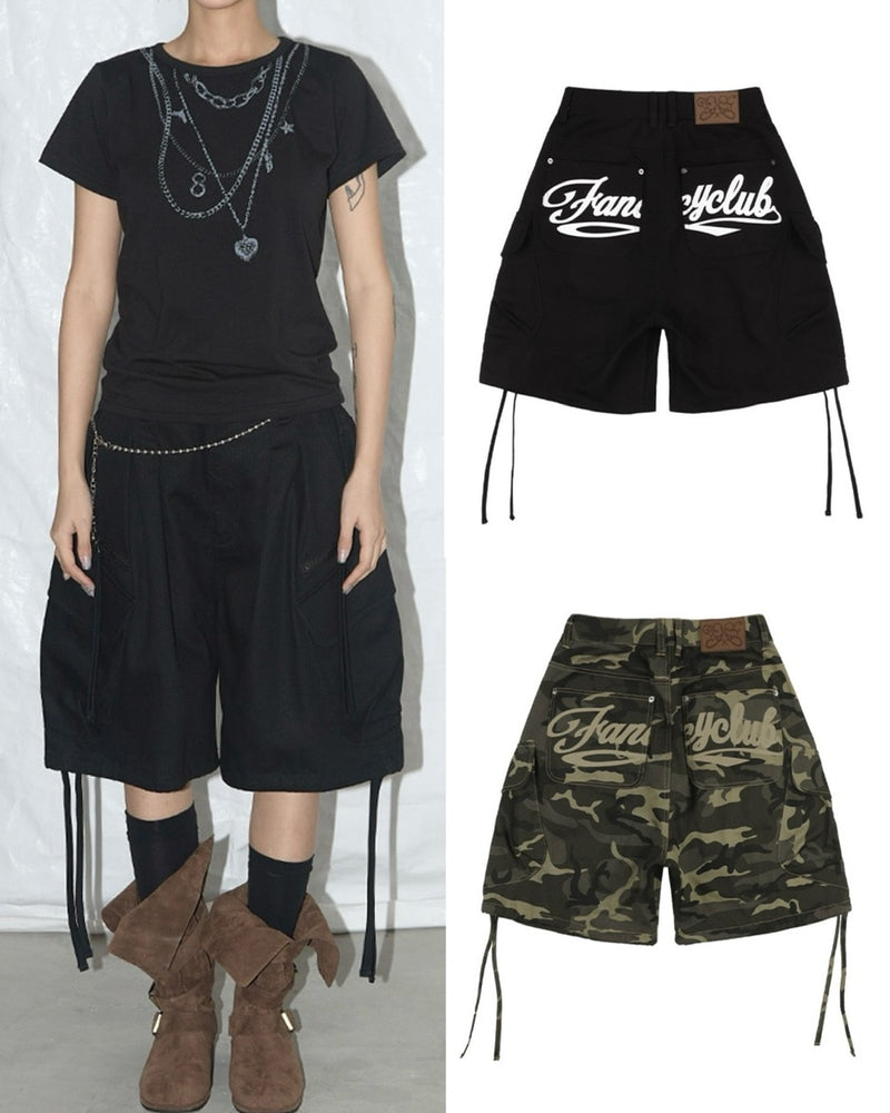 【FANCY CLUB】CARGO LETTERING BERMUDA PANTS