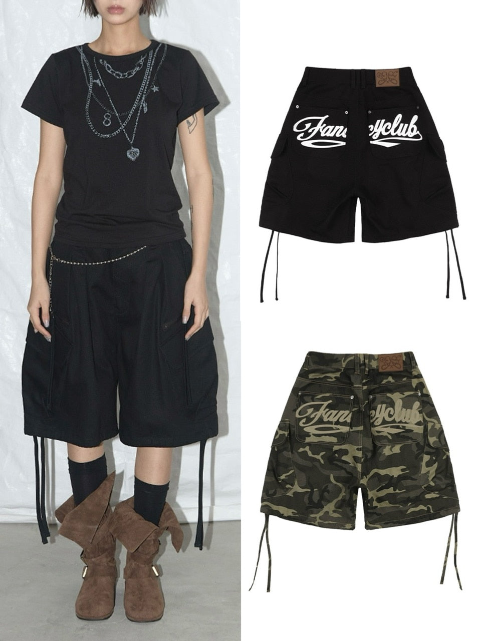 【FANCY CLUB】CARGO LETTERING BERMUDA PANTS