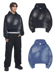 【NOMANUAL】STAIN WASHED HOODIE / 【ノーマニュアル】ステインウォッシュド長袖パーカー