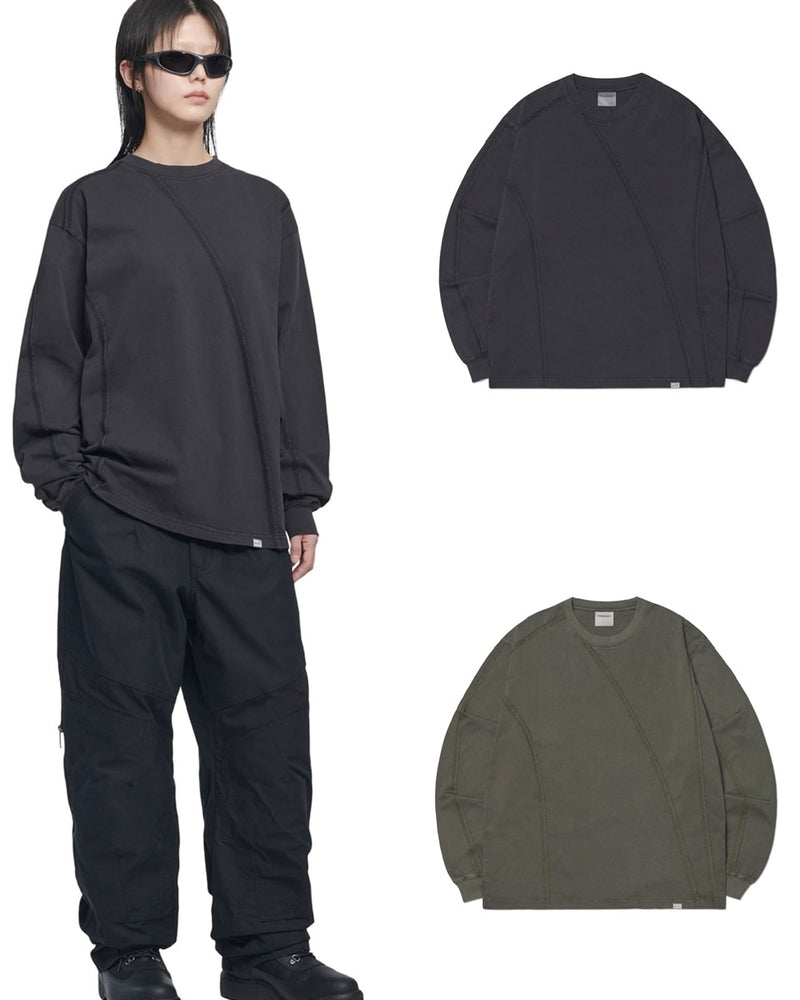【NOMANUAL】OVERDYED CUTTING LONG SLEEVE TEE