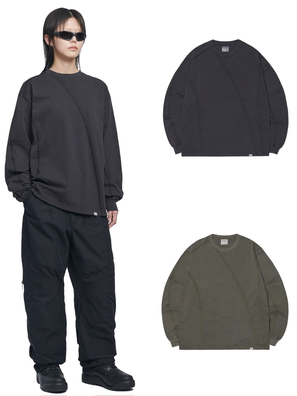 【NOMANUAL】OVERDYED CUTTING LONG SLEEVE TEE