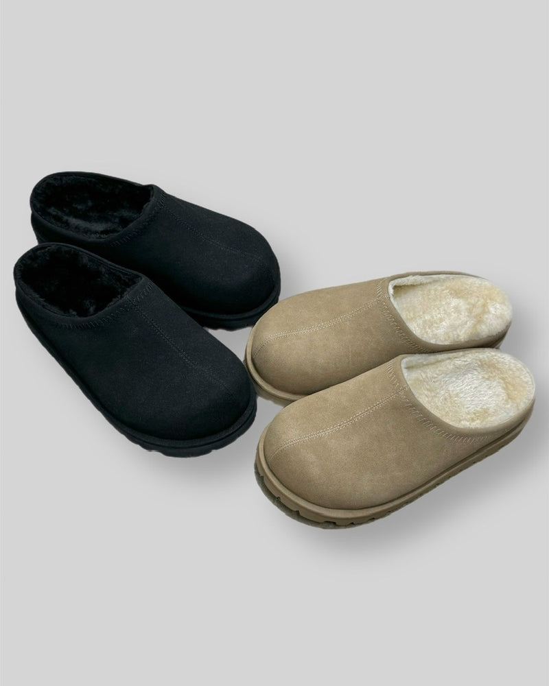 受注制【Chikashitsu +】volume toe suede mule (2color)