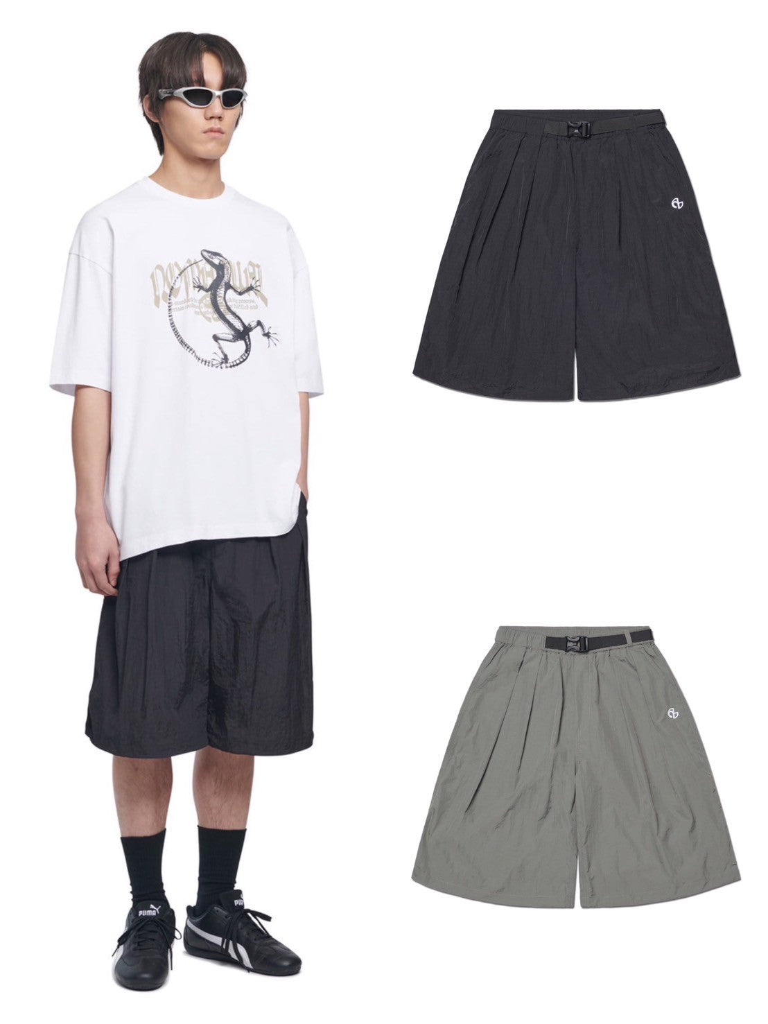 【NOMANUAL】SHADE BELTED SHORTS