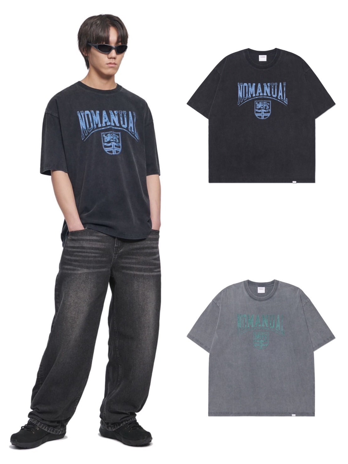 【NOMANUAL】EMBLEM WASHED T-SHIRT