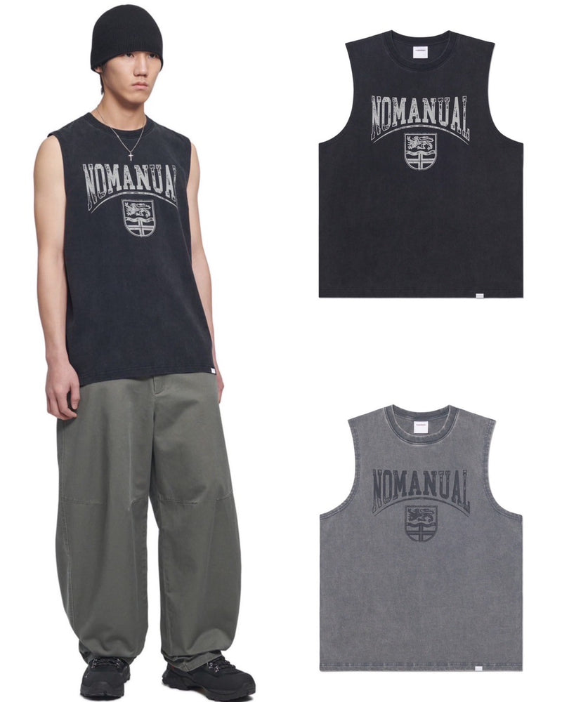 【NOMANUAL】EMBLEM WASHED SLEEVELESS TEE