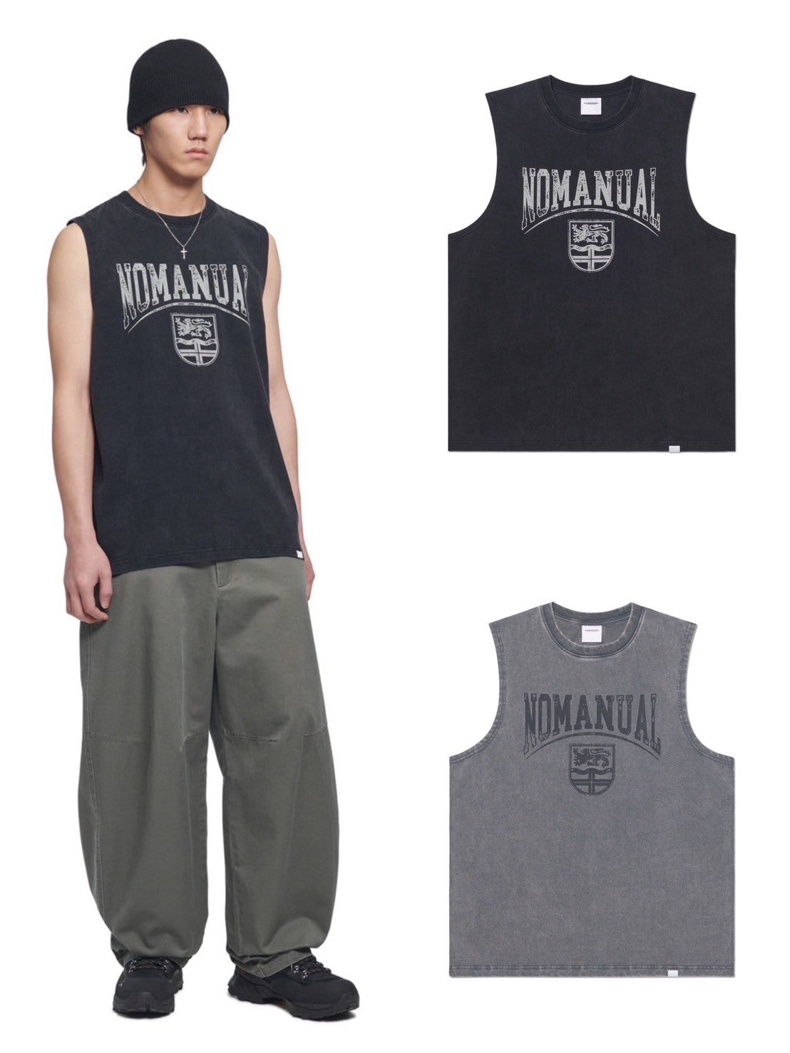【NOMANUAL】EMBLEM WASHED SLEEVELESS TEE