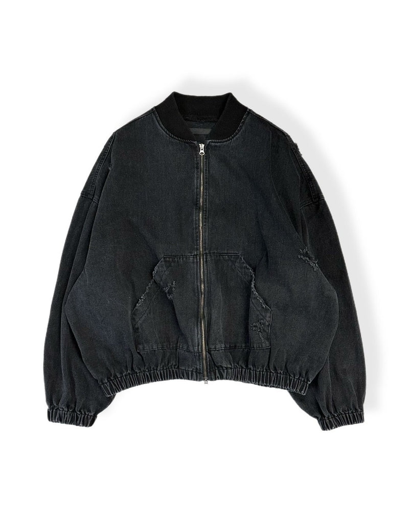 【Chikashitsu +】denim flight bomber jacket (2color)
