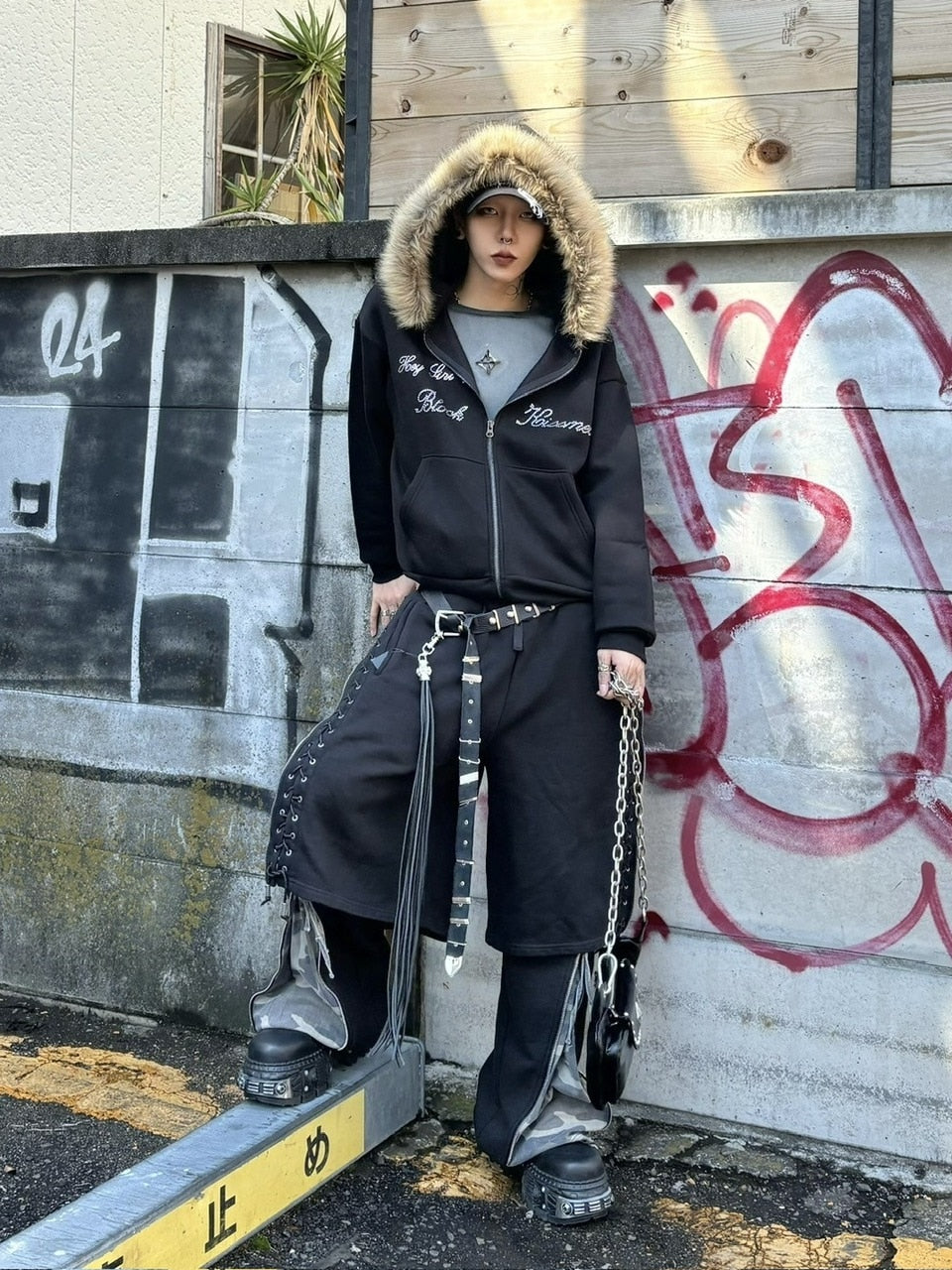 【Never mind the XU】fur zip up hoodie (2color)