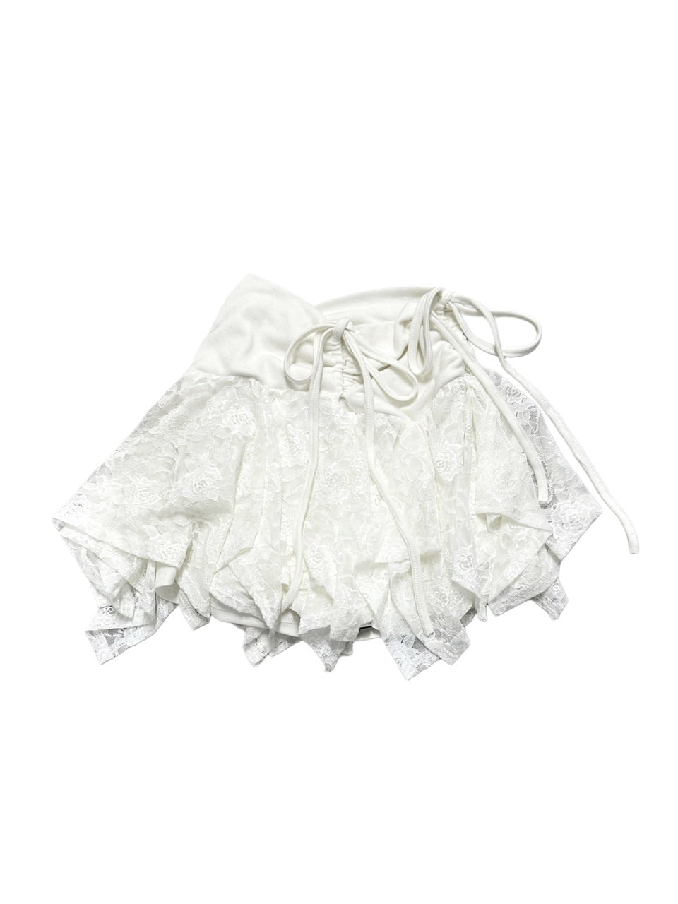 受注制【Never mind the XU】shirring frill lace skirt (2color)