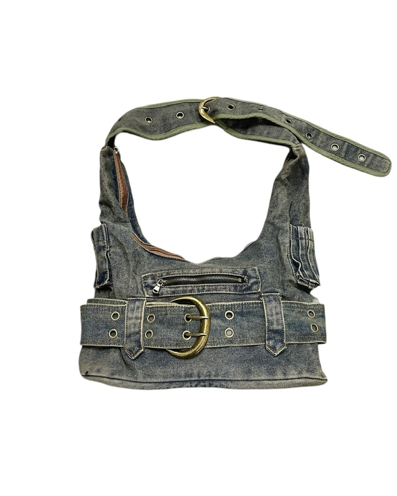 受注制【Never mind the XU】denim eyelet belt bag
