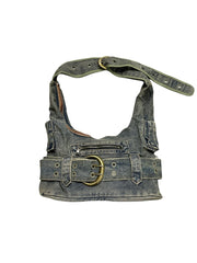 受注制【Never mind the XU】denim eyelet belt bag