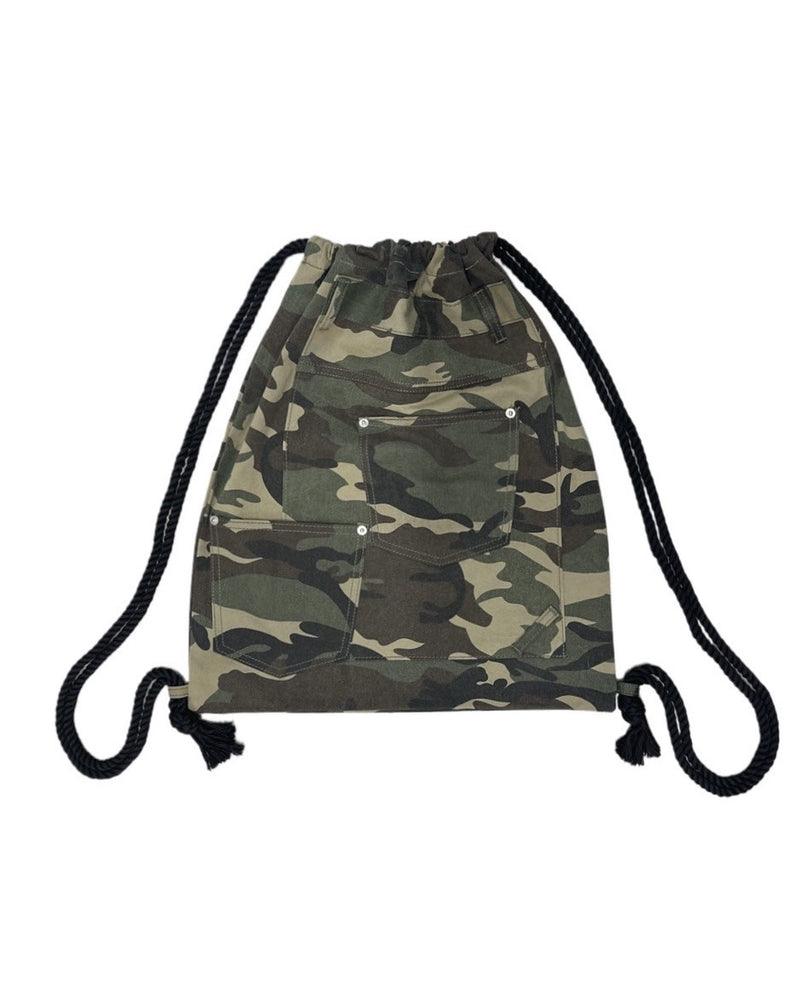 受注制【Never mind the XU】camouflage denim knapsack / 【ネバーマインドザエックスユー】カモフラージュナップザック