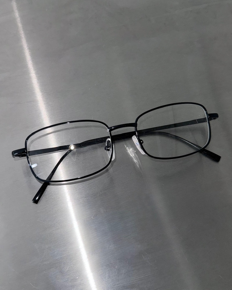 国際配送【Nerd out XU】black frame square glasses / 【ナードアウトエックスユー】ブラックフレームスクエアレンズメガネ