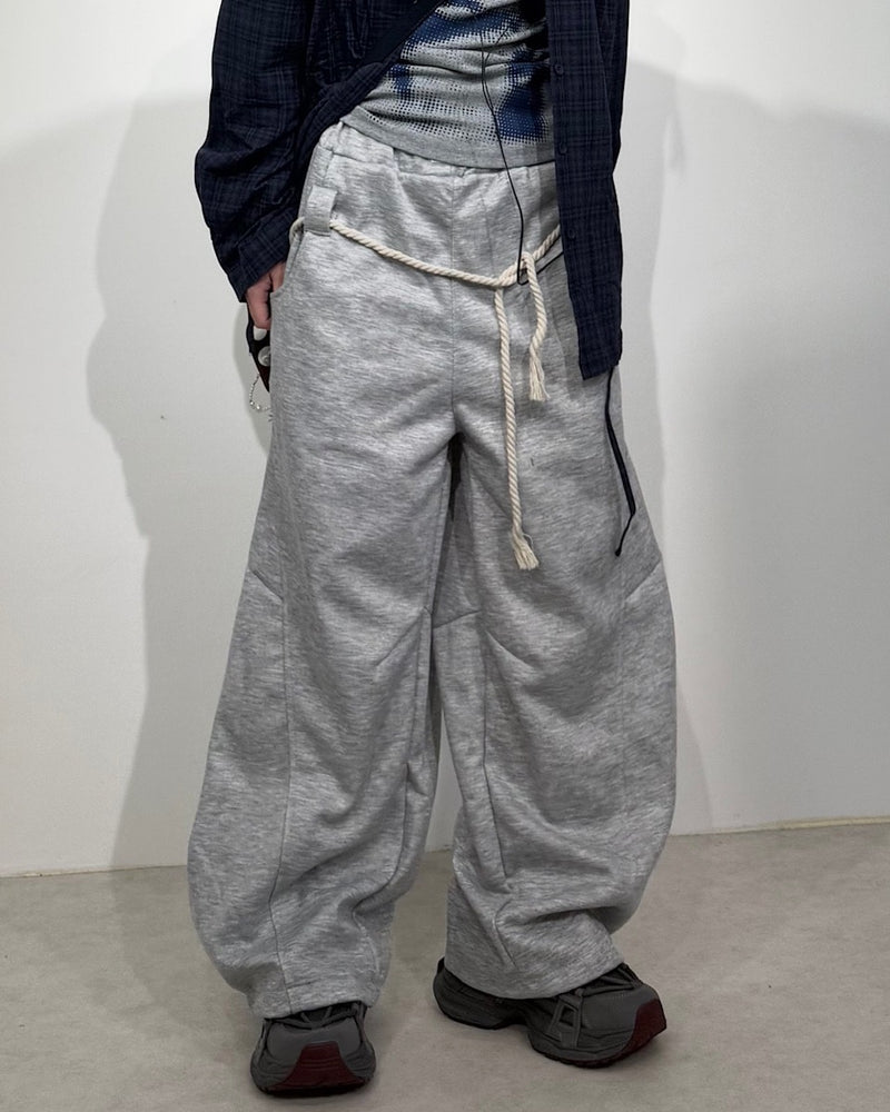 【Nerd out XU】waist rope loose sweat pants (2color) / 【ナードアウトエックスユー】ウエストロープルーズスウェットパンツ