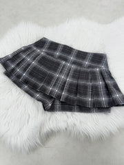 国際配送【Nerd out XU】check slit skirt pants / 【ナードアウトエックスユー】チェックスリットミニスカートパンツ