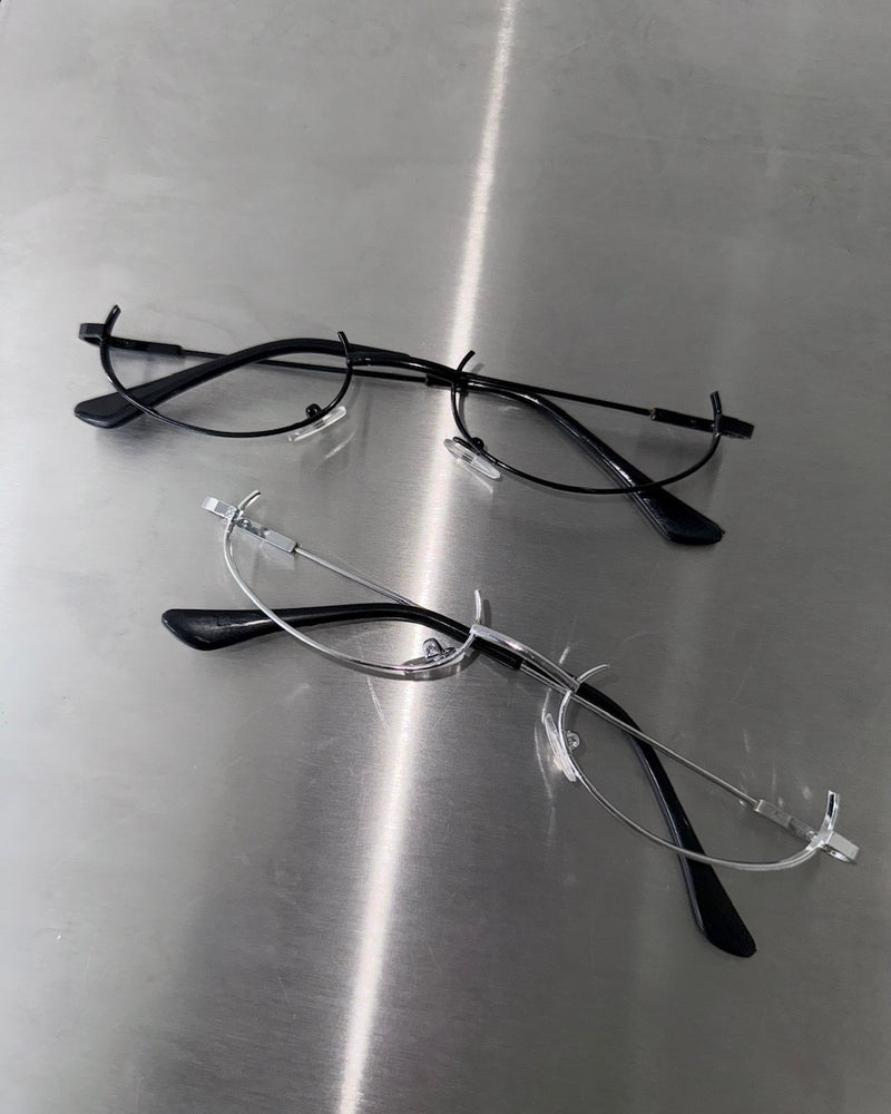 国際配送【Nerd out XU】under rim eye wear (2color) / 【ナードアウトエックスユー】アンダーフレームリムレスメガネ