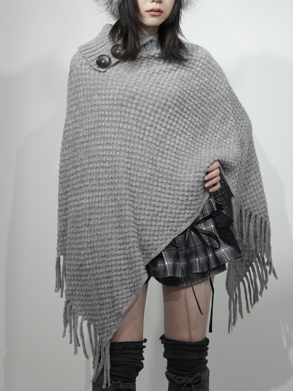 国際配送【Nerd out XU】high neck poncho (2color)