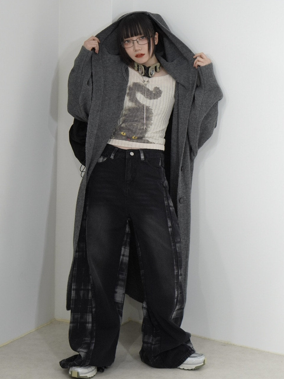 国際配送【Nerd out XU】long hooded cardigan (2color)