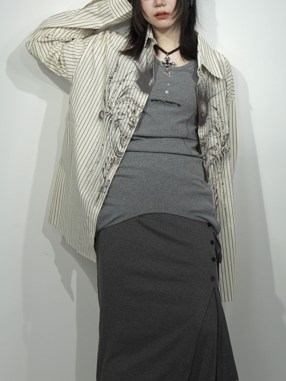 国際配送【Nerd out XU】Chaos stripe shirt