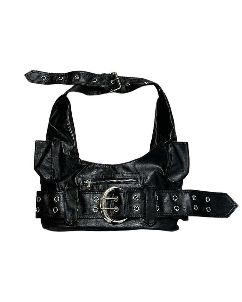 受注制【Never mind the XU】leather eyelet belt bag / 【ネバーマインド ザ エックスユー】レザーアイレットベルトショルダーバッグ