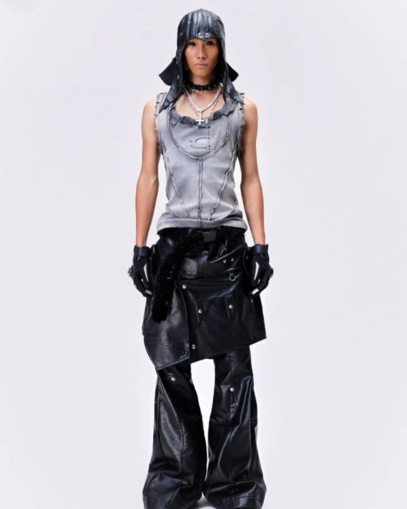 【Cozy world Wide】"005 CHAOS DREAM" LEATHER SKIRT PANTS