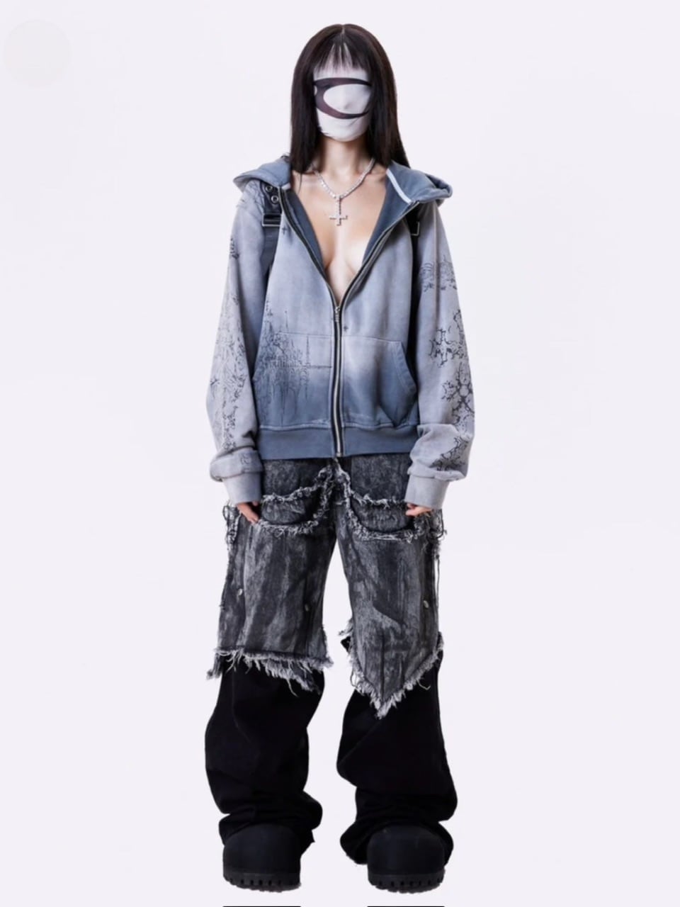 【Cozy world Wide】"005 CHAOS DREAM" WAXED GREY LAYER PANTS