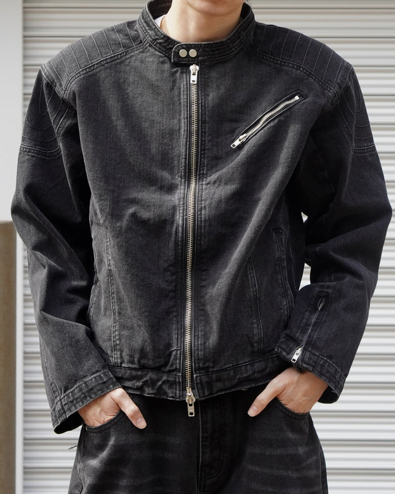 東京店WEB限定受注制【Chikashitsu +】biker denim jacket
