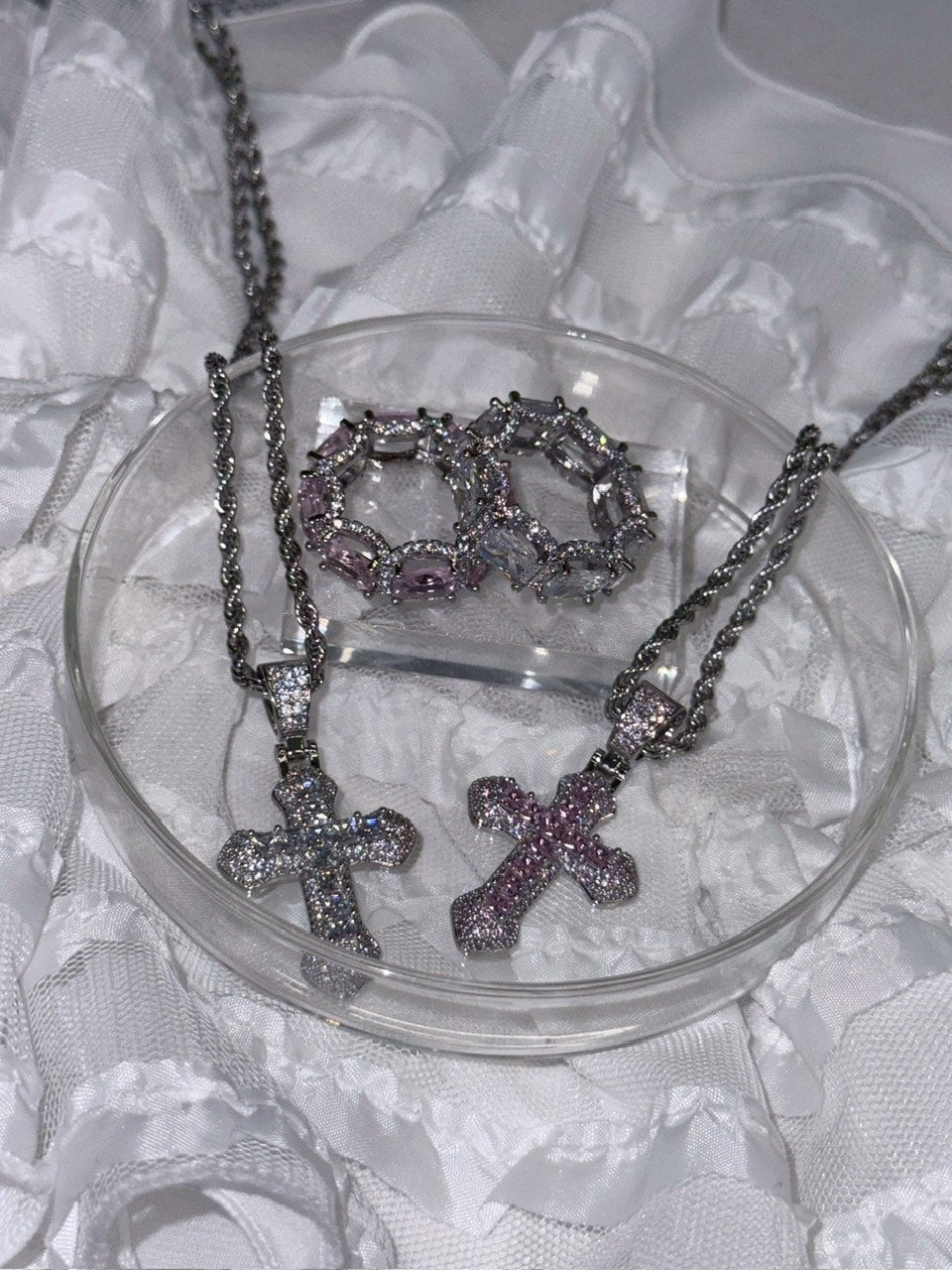 受注制【nmtc +】zirconia cross necklace (2color)