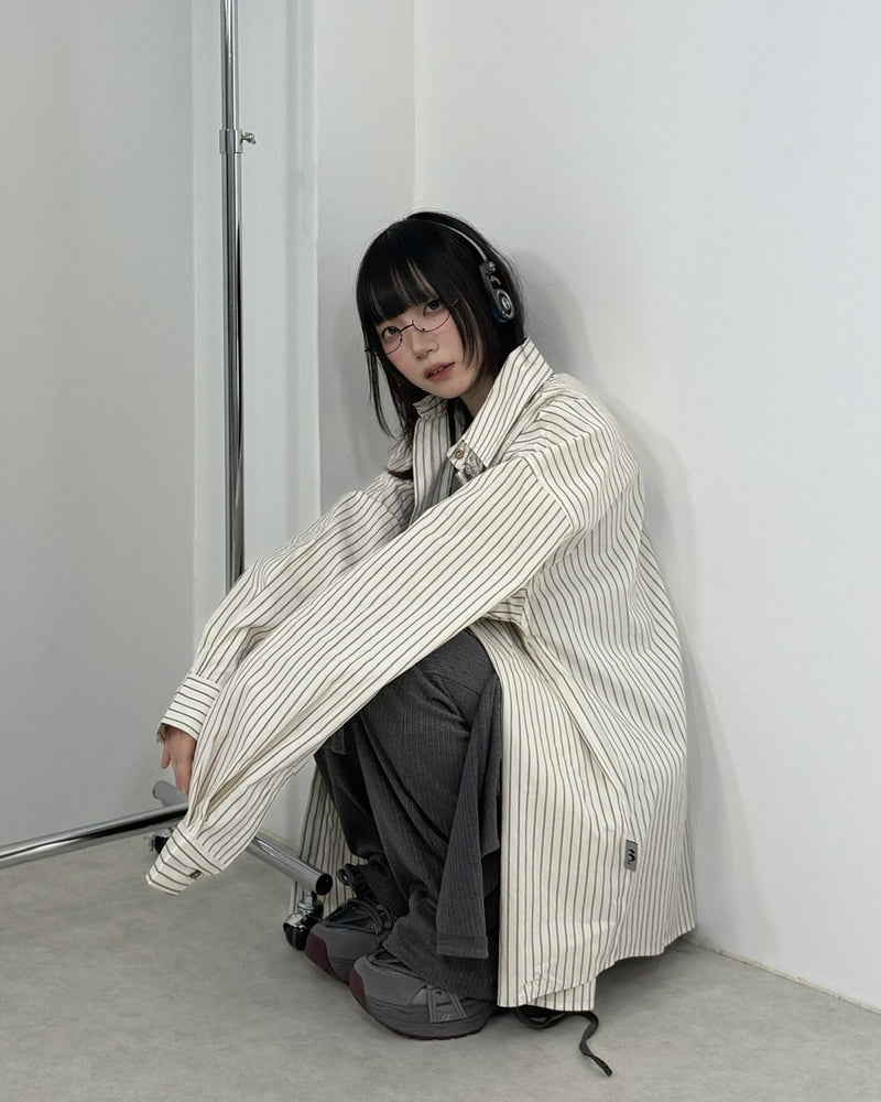 国際配送【Nerd out XU】layered rib flare pants