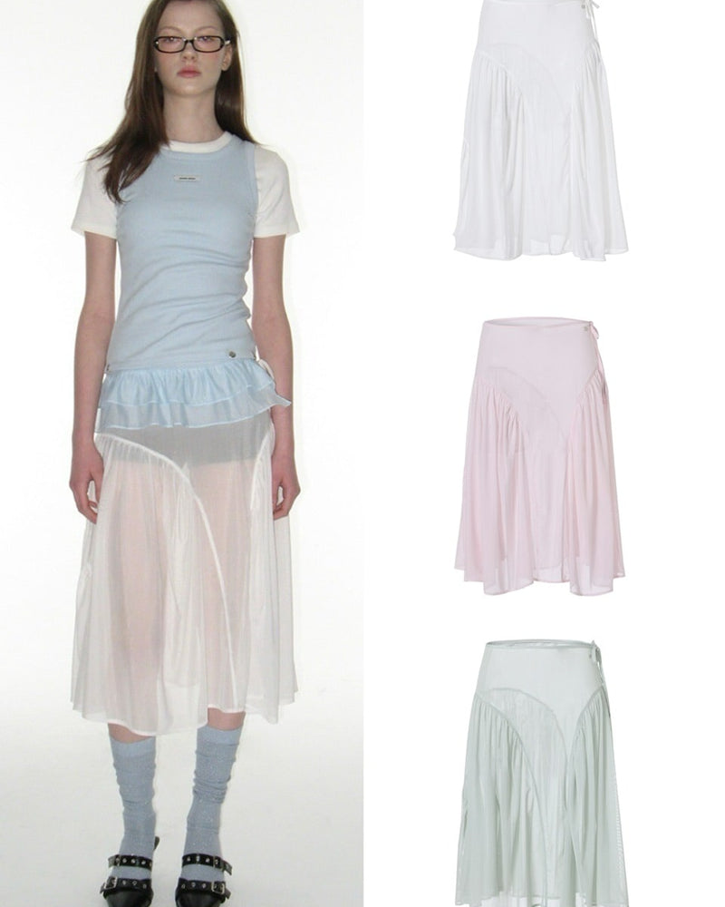 【CRANK】SHEER FRILL LAYERED SKIRT