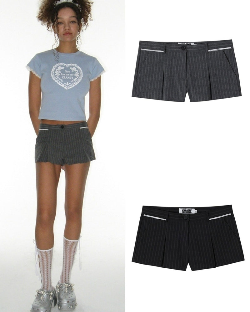 【CRANK】LACE PLEATS MICRO PANTS